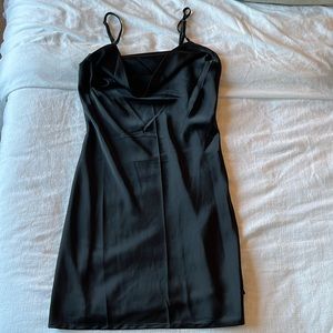 Nasty Gal Black Satin Cowl Neck Mini Dress. Size US 2